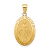 14k Polished and Satin Solid Miraculous Medal Oval Pendant
