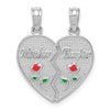 14k White Gold Enameled Flowers MOTHER - DAUGHTER 2-Piece Break-apart Pendant