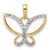 14k and White Rhodium Diamond-cut Butterfly Pendant