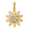 14K and White Rhodium Diamond-cut Flower Pendant