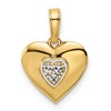 14k and White Rhodium Diamond-cut Puffed Heart Pendant