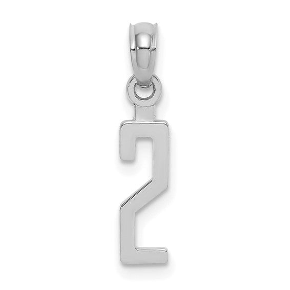10K or 14K Solid Gold Block Numbers Charm Pendant 1/2 " Long Block Font Simple Minimalist Yellow or White Gold