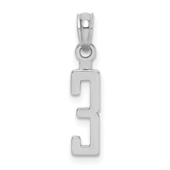 10K or 14K Solid Gold Block Numbers Charm Pendant 1/2 " Long Block Font Simple Minimalist Yellow or White Gold