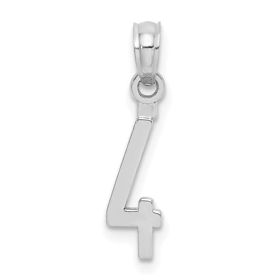 10K or 14K Solid Gold Block Numbers Charm Pendant 1/2 " Long Block Font Simple Minimalist Yellow or White Gold