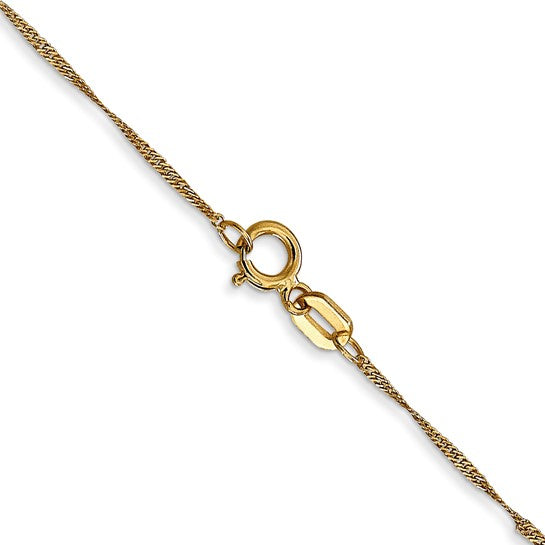 REAL 14k Yellow Gold 1mm Singapore Chain Bracelet Anklet Spring Lock