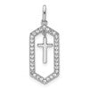 14K White Gold Polished 1/5 carat Diamond Framed Dangle Cross Pendant