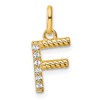 14k Twisted .05 ct. Diamond Initial F Charm