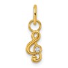 14K Polished Diamond Music Treble Clef Charm