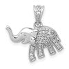 14k White Gold 1/6 carat Diamond Elephant Pendant