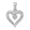 14k White Gold .02 carat AA Diamond Heart Pendant