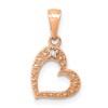 14k Rose Gold .01 carat Diamond Curved Heart Pendant