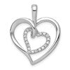 14k White Gold 1/10 carat Diamond Double Heart Pendant