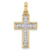 14k and White Rhodium 1/4 carat Diamond Cross Pendant