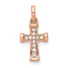 14K Rose Gold Small 1/20 carat Diamond Latin Cross Pendant