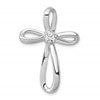 14k White Gold 1/6 carat Diamond Cross Omega Slide Pendant
