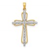 14k and White Rhodium .03 carat Diamond Cross Pendant