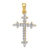14k and White Rhodium 1/5 carat Diamond Fleur de Lis Cross Pendant