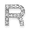 14K White Gold Diamond Letter R Initial Charm
