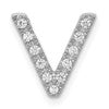 14K White Gold Diamond Letter V Initial Charm