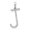 14K White Gold Diamond Letter J Initial Pendant