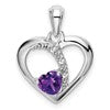 14k White Gold Amethyst and Diamond Heart Pendant