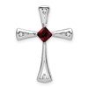 14k White Gold 4mm Square Garnet and Diamond Cross Chain Slide