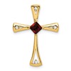 14k 4mm Square Garnet and Diamond Cross Chain Slide