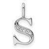 14K White Gold Diamond Letter S Initial Pendant