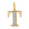 14k Diamond Letter T Initial Pendant