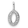14K White Gold Diamond Letter O Initial Pendant