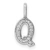 14K White Gold Diamond Letter Q Initial Pendant