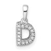 14K White Gold Diamond Letter D Initial with Bail Pendant