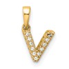 14K  Diamond Letter V Initial with Bail Pendant
