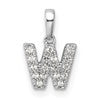 14K White Gold Diamond Letter W Initial with Bail Pendant