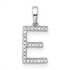 14K White Gold Diamond Letter E Initial Pendant