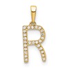 14K Diamond Letter R Initial Pendant