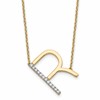 14K Sideways Diamond Initial R 18 inch Necklace