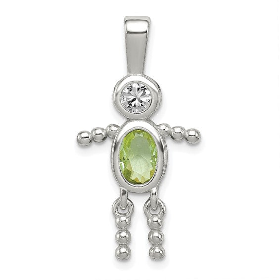 Personalized Birthstone Kids Charms Pendants in 10K, 14K Yellow Gold or Sterling Silver -Oval Boy -Triangle Girl- .7" Long Made in the U.S.A