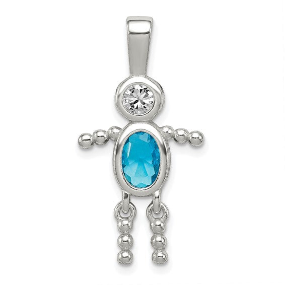 Personalized Birthstone Kids Charms Pendants in 10K, 14K Yellow Gold or Sterling Silver -Oval Boy -Triangle Girl- .7" Long Made in the U.S.A