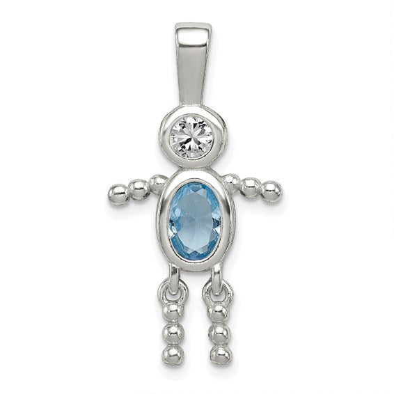 Personalized Birthstone Kids Charms Pendants in 10K, 14K Yellow Gold or Sterling Silver -Oval Boy -Triangle Girl- .7" Long Made in the U.S.A