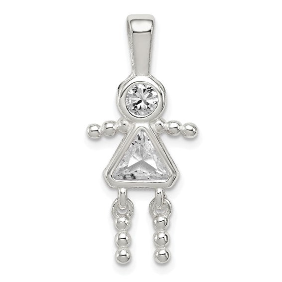 Personalized Birthstone Kids Charms Pendants in 10K, 14K Yellow Gold or Sterling Silver -Oval Boy -Triangle Girl- .7" Long Made in the U.S.A