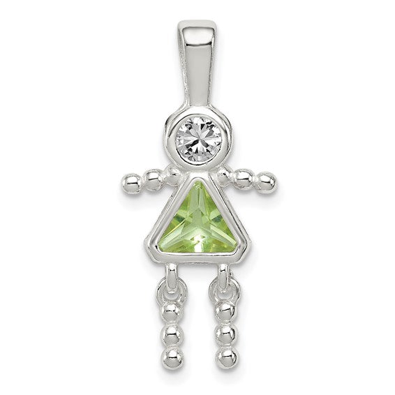 Personalized Birthstone Kids Charms Pendants in 10K, 14K Yellow Gold or Sterling Silver -Oval Boy -Triangle Girl- .7" Long Made in the U.S.A