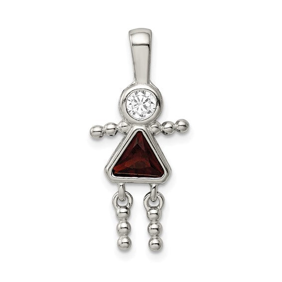 Personalized Birthstone Kids Charms Pendants in 10K, 14K Yellow Gold or Sterling Silver -Oval Boy -Triangle Girl- .7" Long Made in the U.S.A