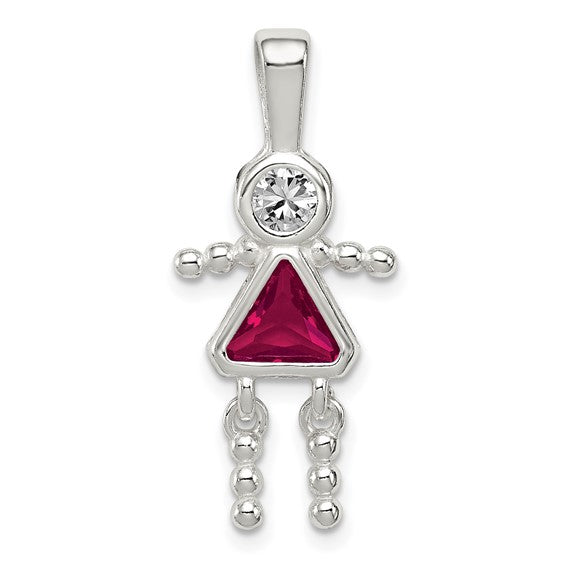 Personalized Birthstone Kids Charms Pendants in 10K, 14K Yellow Gold or Sterling Silver -Oval Boy -Triangle Girl- .7" Long Made in the U.S.A