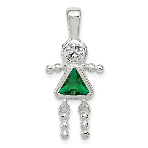 Personalized Birthstone Kids Charms Pendants in 10K, 14K Yellow Gold or Sterling Silver -Oval Boy -Triangle Girl- .7" Long Made in the U.S.A