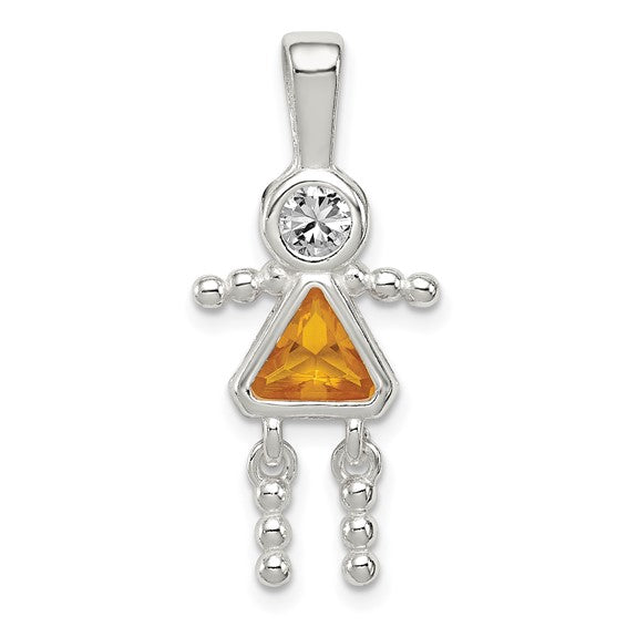 Personalized Birthstone Kids Charms Pendants in 10K, 14K Yellow Gold or Sterling Silver -Oval Boy -Triangle Girl- .7" Long Made in the U.S.A