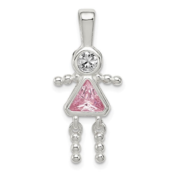 Personalized Birthstone Kids Charms Pendants in 10K, 14K Yellow Gold or Sterling Silver -Oval Boy -Triangle Girl- .7" Long Made in the U.S.A