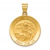 14k Polished and Satin Hollow St. Michael Medal Round Pendant