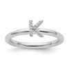 14K White Gold Stackable Diamond Initial K Size 7 Ring