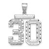 14kw Large Brushed Diamond-cut Number 30 Charm